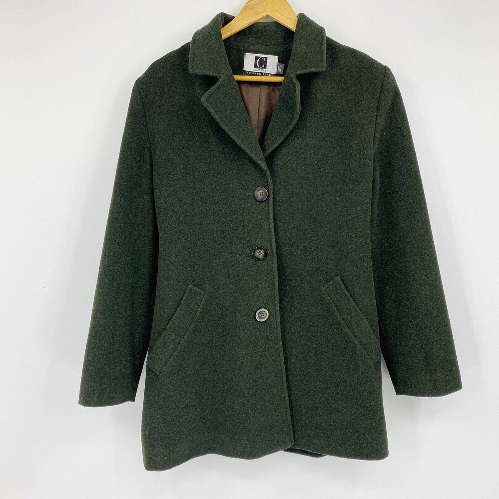 Kristen Blake Classics Lambswool Blend Coat Forest Green Sz 8